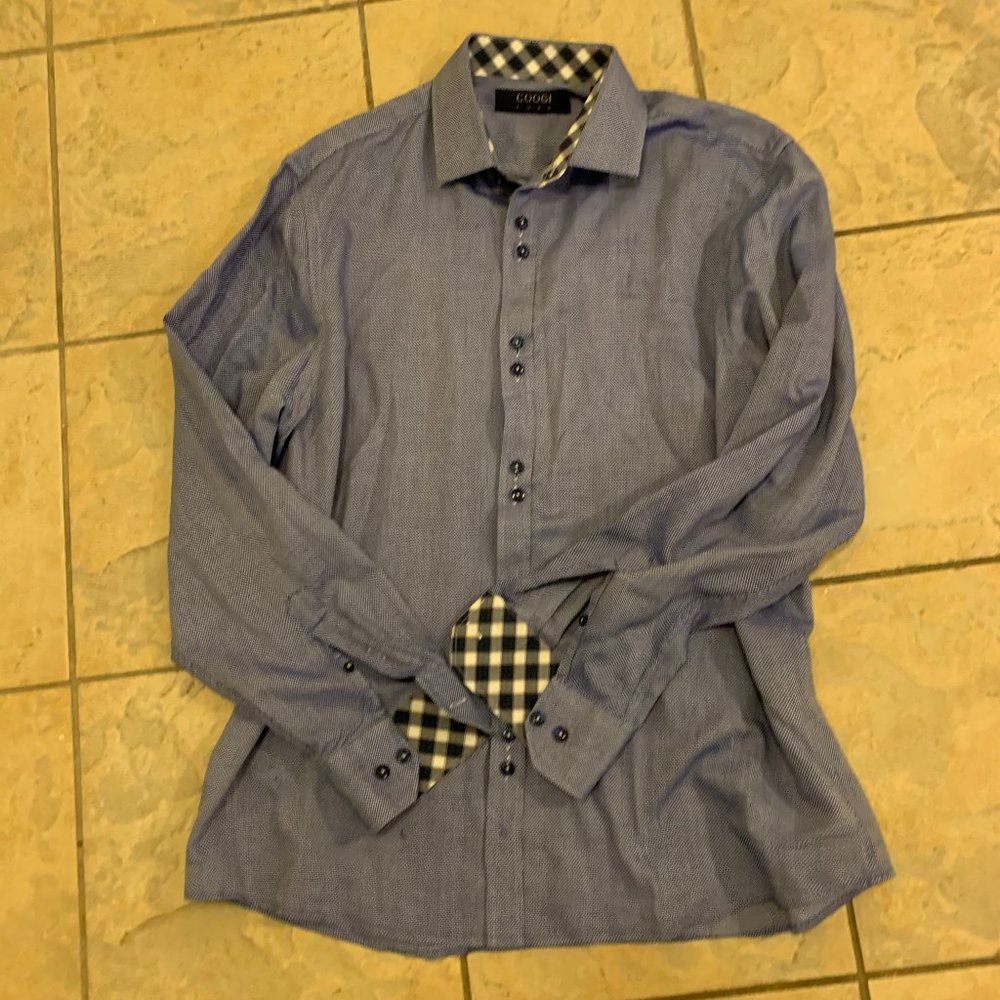 COOGI Luxe XL Checked Dress Shirt Flip Cuffs Plaid